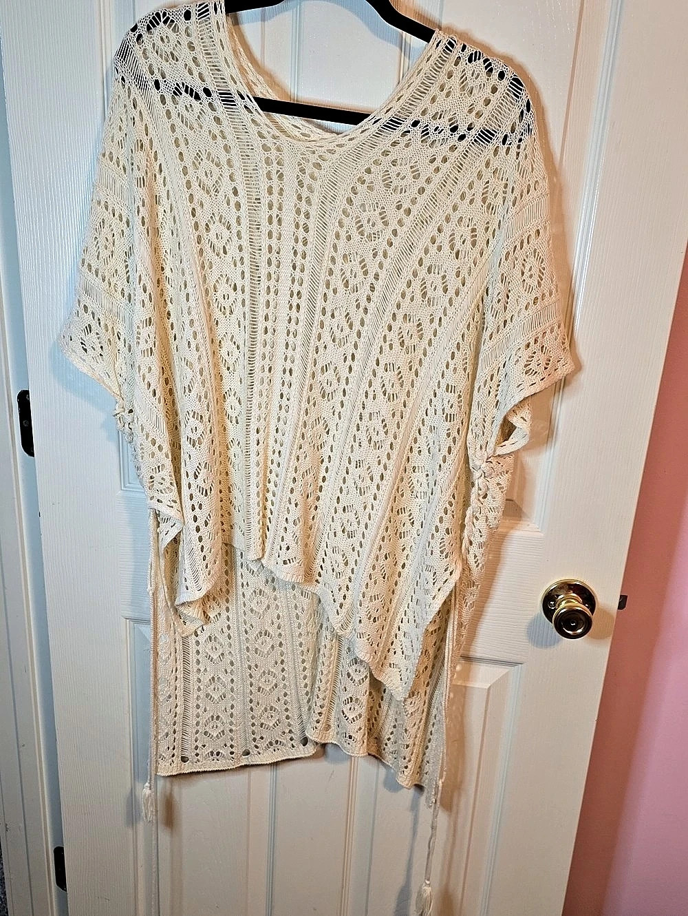 Crochet Openwork Tunic in Cream